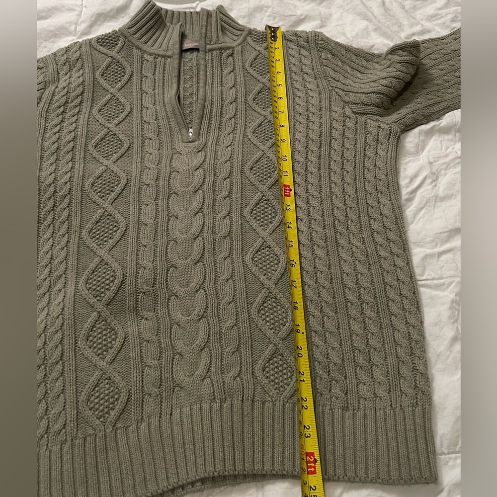 Women’s Cable Knit 100% Cotton 1/4 Zip Sweater in sage Green - Picture 13 of 13